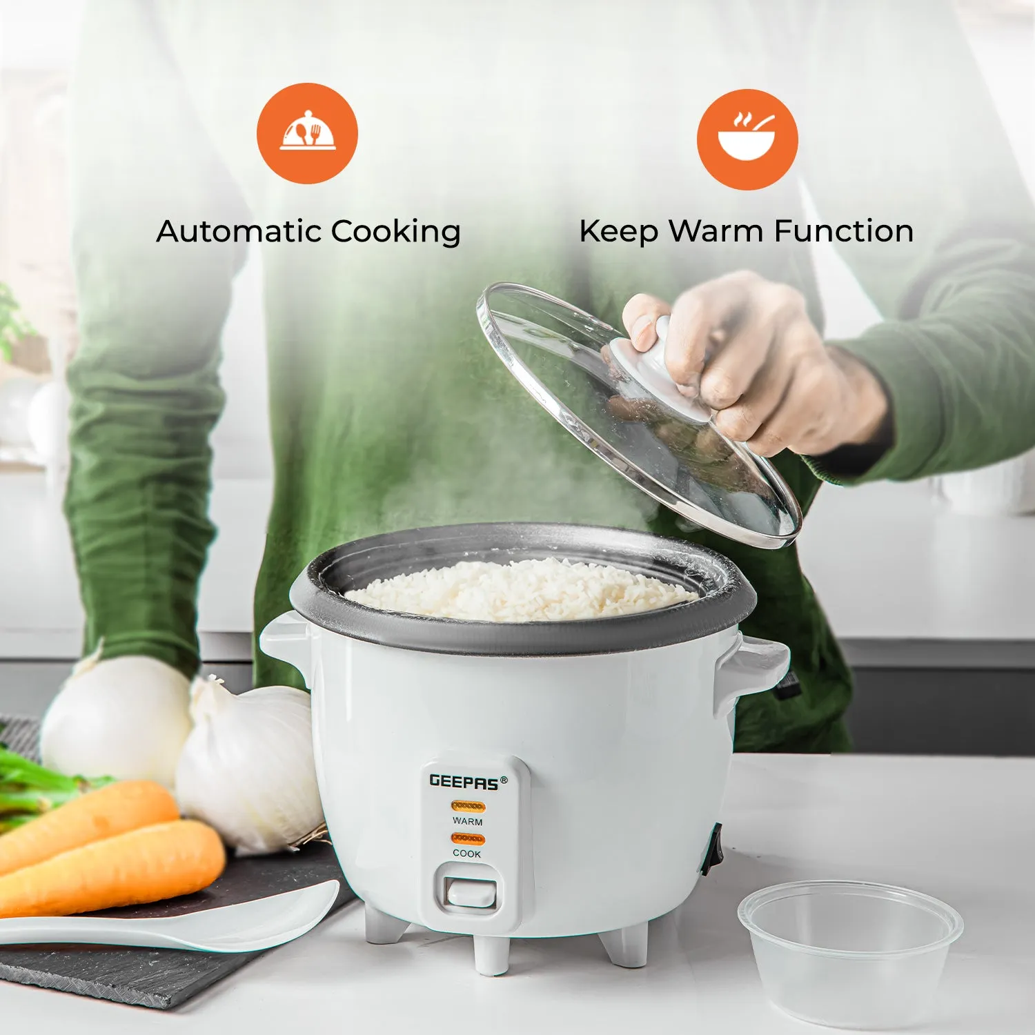 0.6L White Non-Stick Automatic Electric Rice Cooker