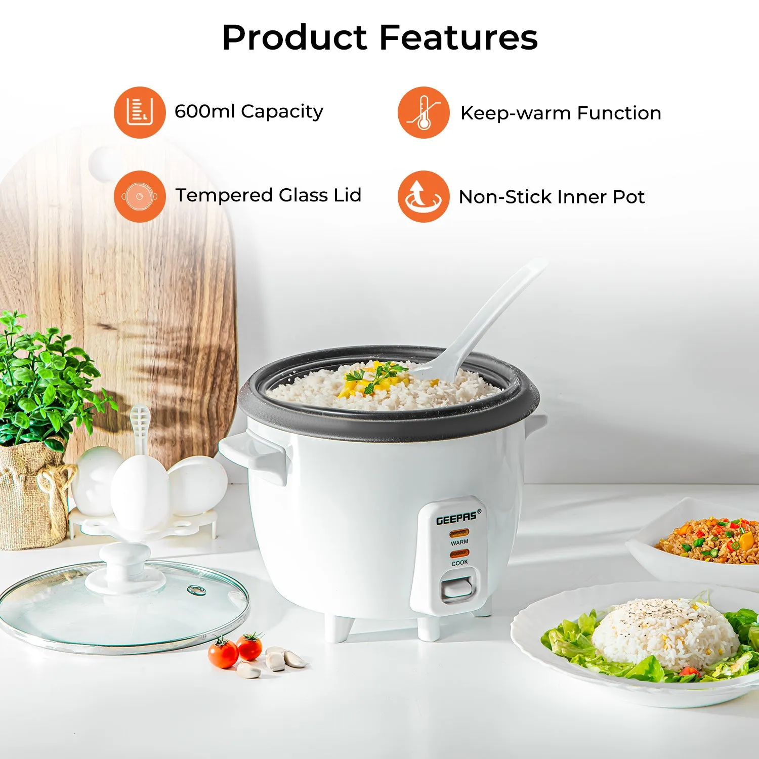 0.6L White Non-Stick Automatic Electric Rice Cooker