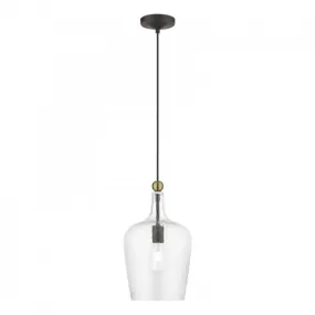 1 Light Bronze with Antique Brass Accent Single Pendant