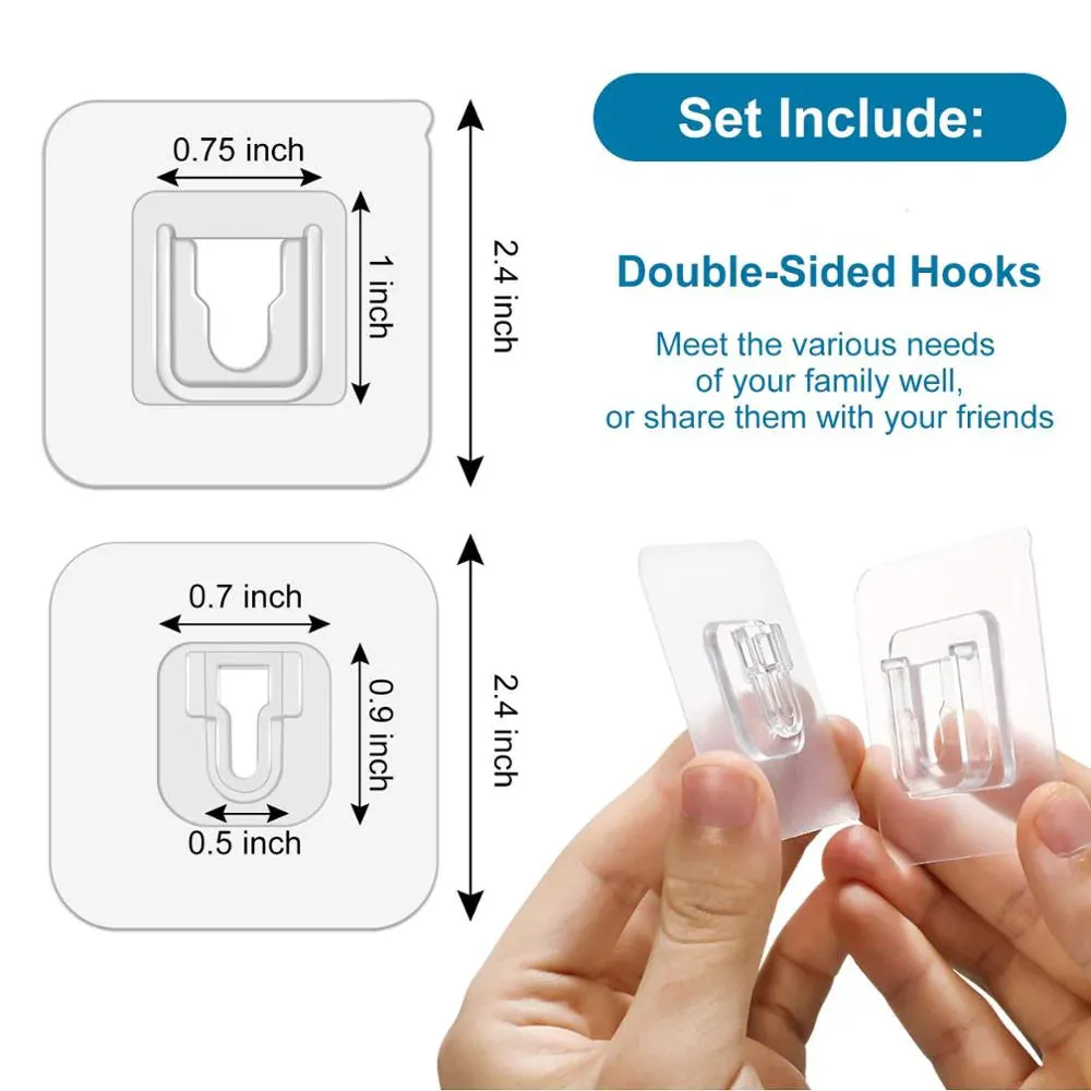 1 Pair Double-sided Adhesive Wall Hooks Suction Cup Hooks stick hook Heavy Duty Sticky Wall & Ceiling & Door Nail Free Clear Hook for Bathroom and Kitchen No Scratch Waterproof and Oilproof Sticker