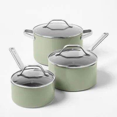 12pc Nonstick Ceramic Coated Aluminum Cookware Set Sage Green - Figmint