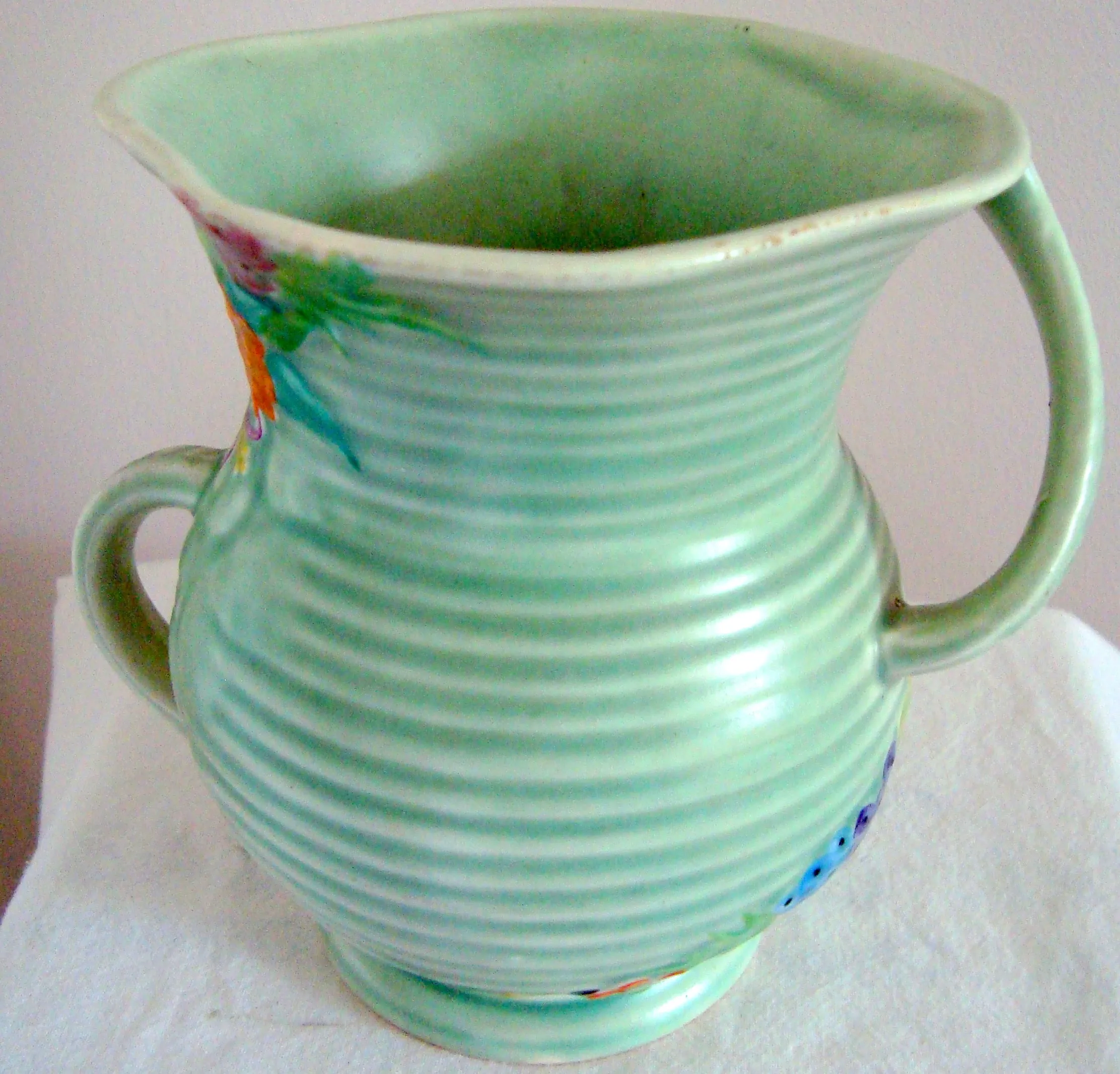 1930s Carlton Ware Rock Garden Ribbed Two-handled Jug Pattern 1244