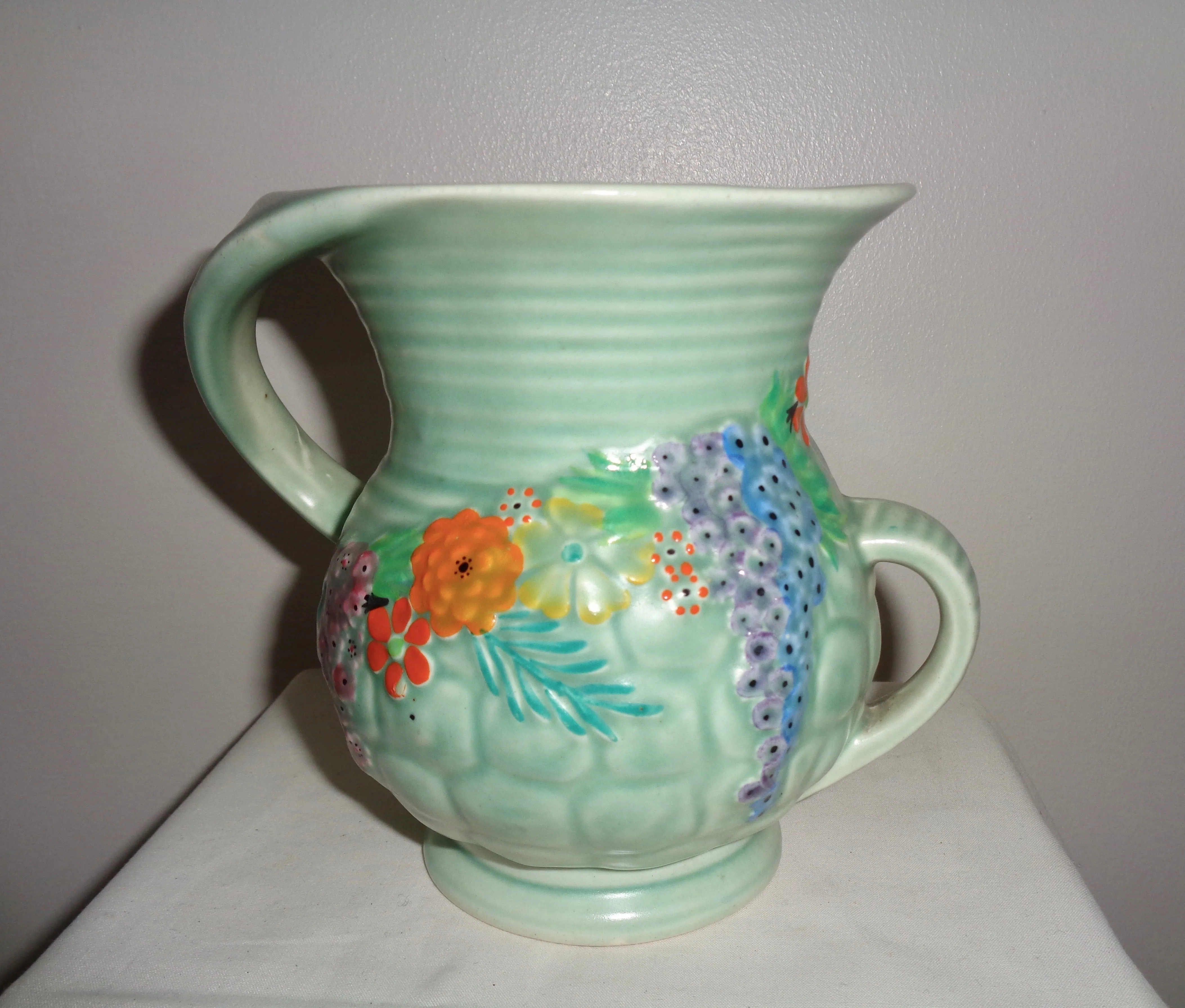 1930s Carlton Ware Rock Garden Ribbed Two-handled Jug Pattern 1244