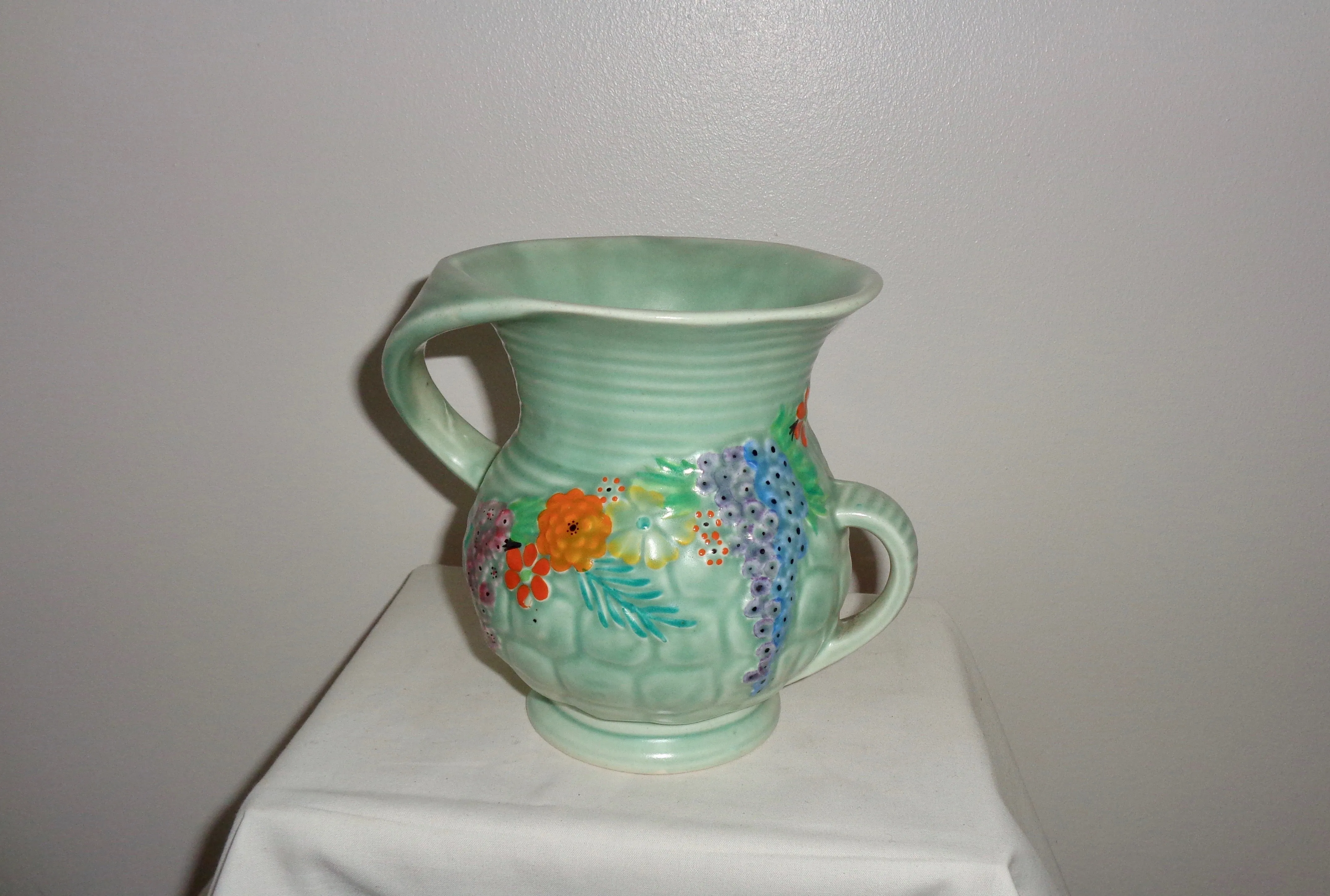 1930s Carlton Ware Rock Garden Ribbed Two-handled Jug Pattern 1244