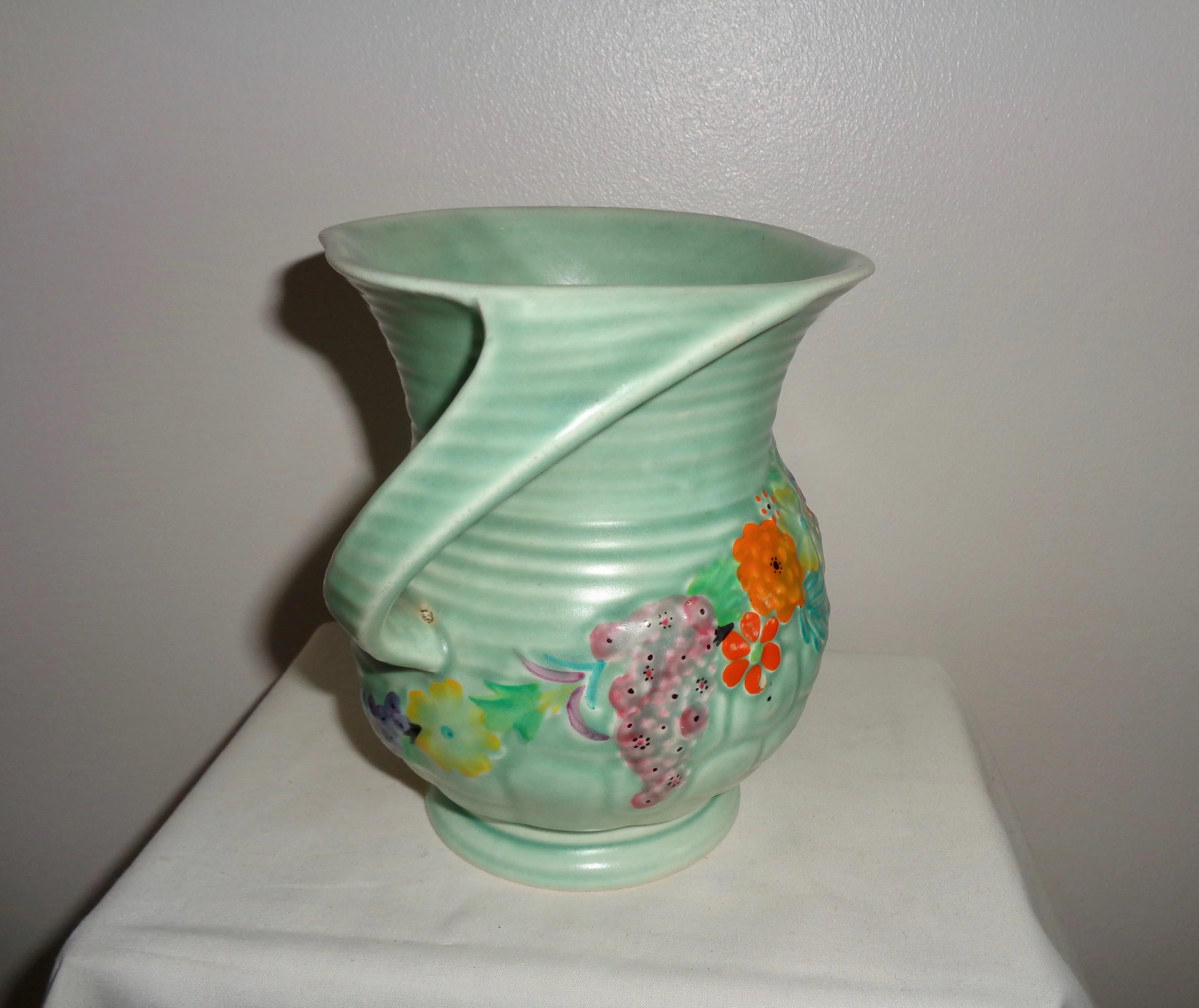 1930s Carlton Ware Rock Garden Ribbed Two-handled Jug Pattern 1244