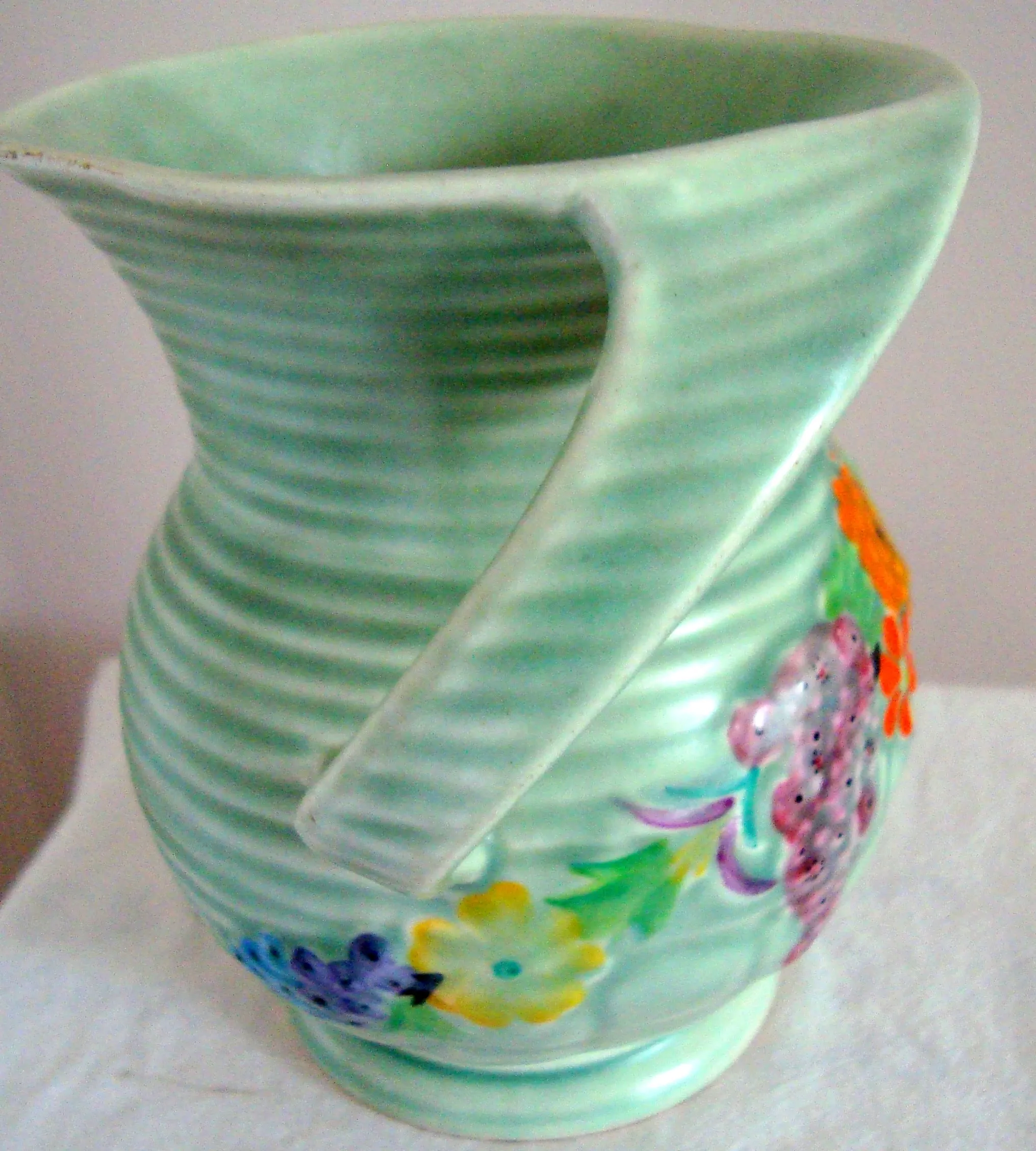 1930s Carlton Ware Rock Garden Ribbed Two-handled Jug Pattern 1244