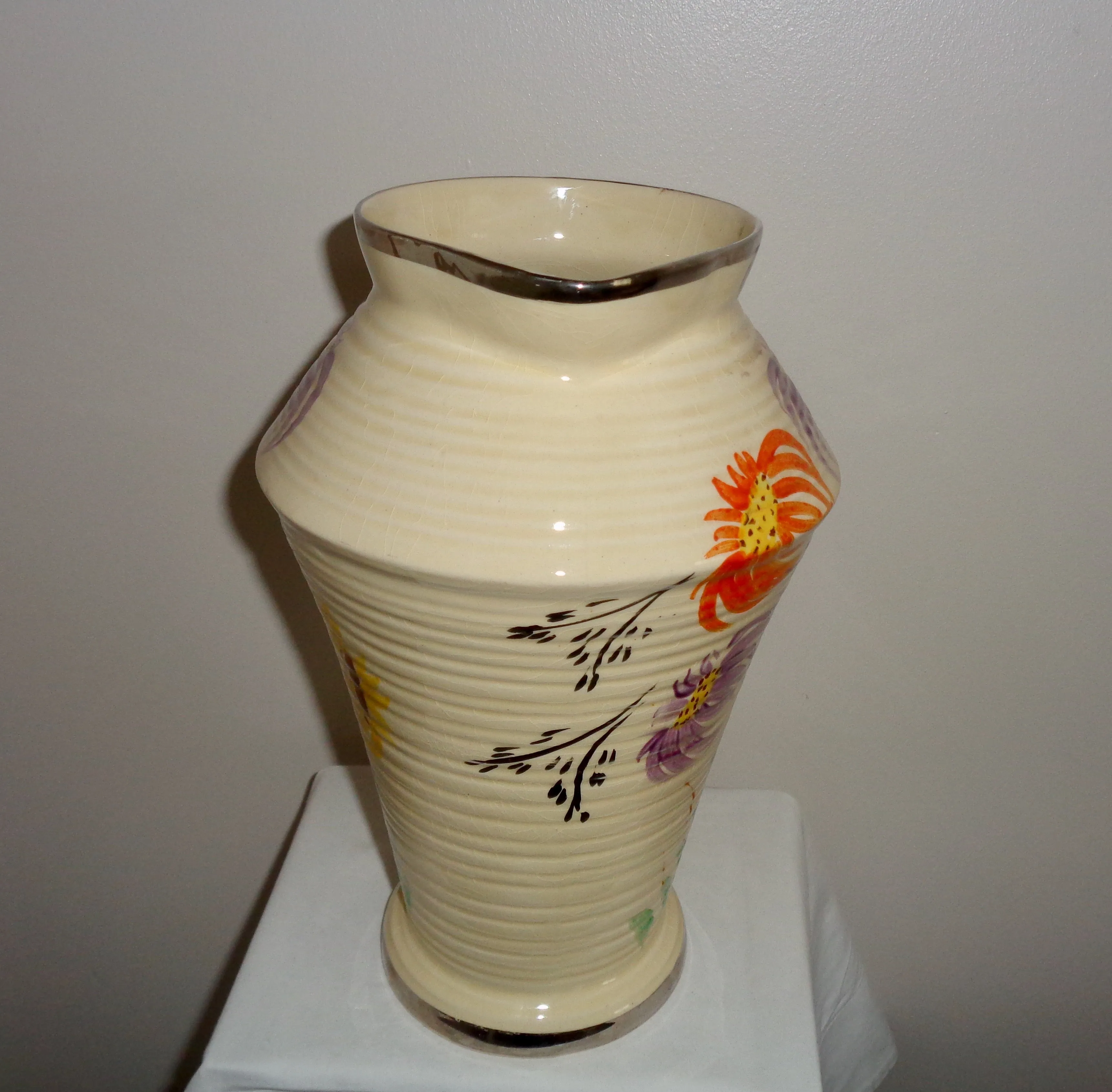 1950s Arthur Wood Pottery Clifton 644 Hand Painted Floral Jug