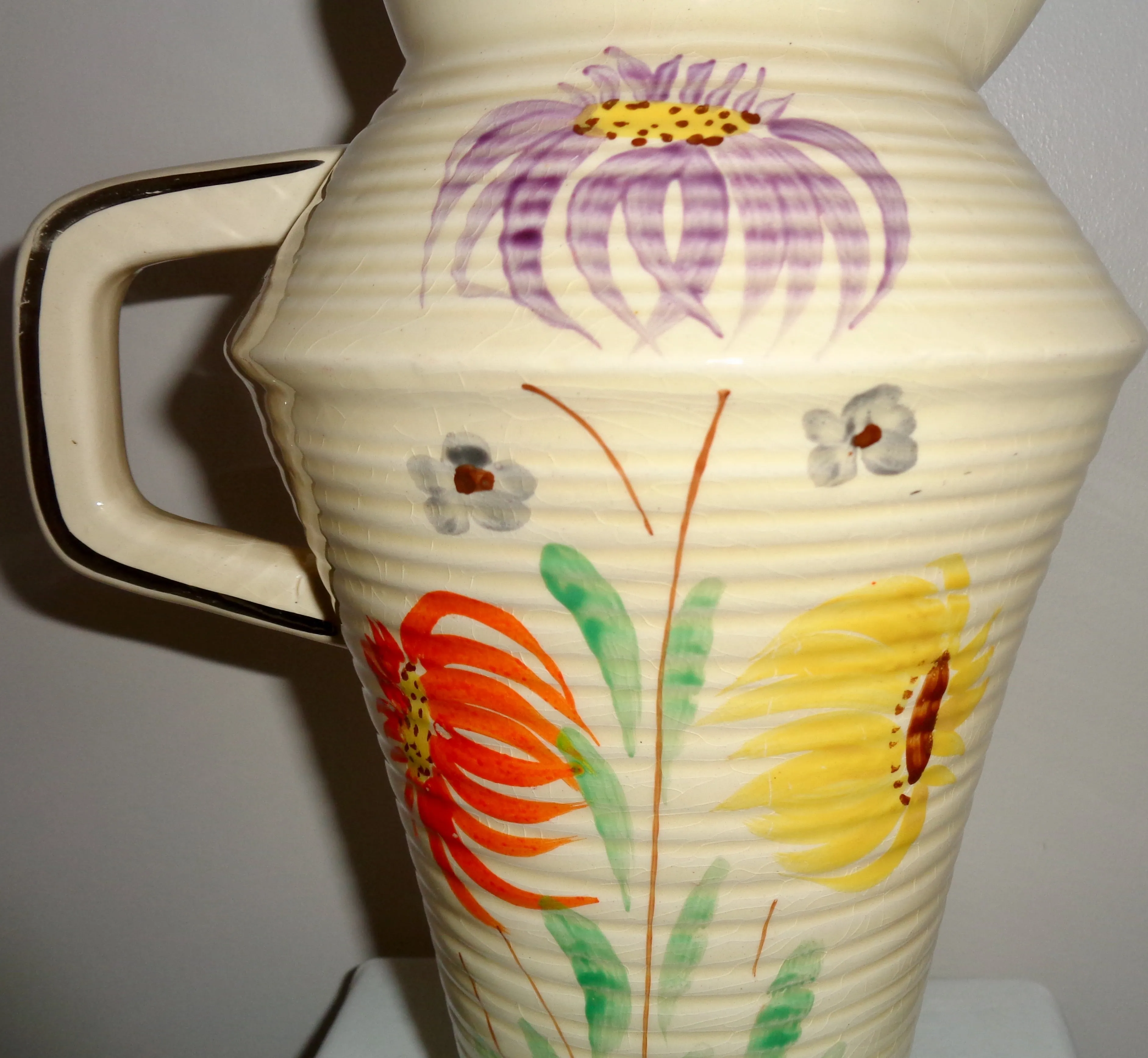 1950s Arthur Wood Pottery Clifton 644 Hand Painted Floral Jug