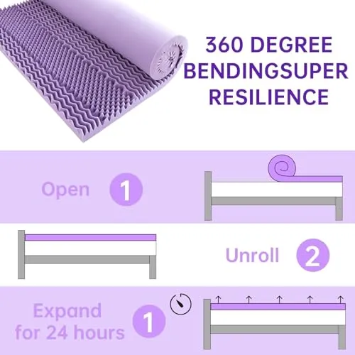 3 Inch 7-Zone California King Mattress Topper, Egg Crate Foam Mattress Topper Cal King Size for Back Pain, Lavender Cooling Gel Infused Mattress Pad, CertiPUR-US and Oeko-TEX Certification (83"×71")