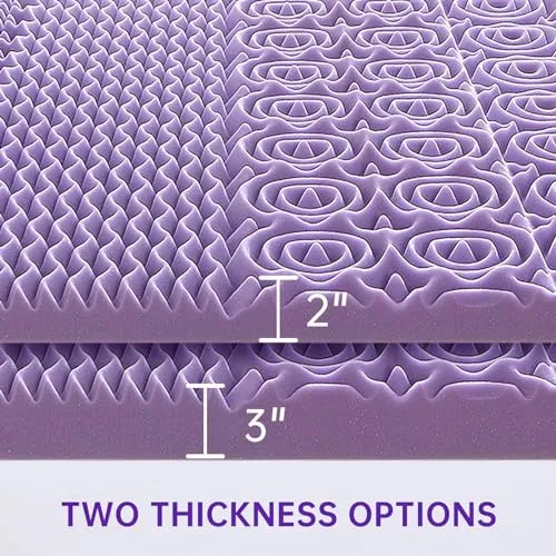 3 Inch 7-Zone California King Mattress Topper, Egg Crate Foam Mattress Topper Cal King Size for Back Pain, Lavender Cooling Gel Infused Mattress Pad, CertiPUR-US and Oeko-TEX Certification (83"×71")