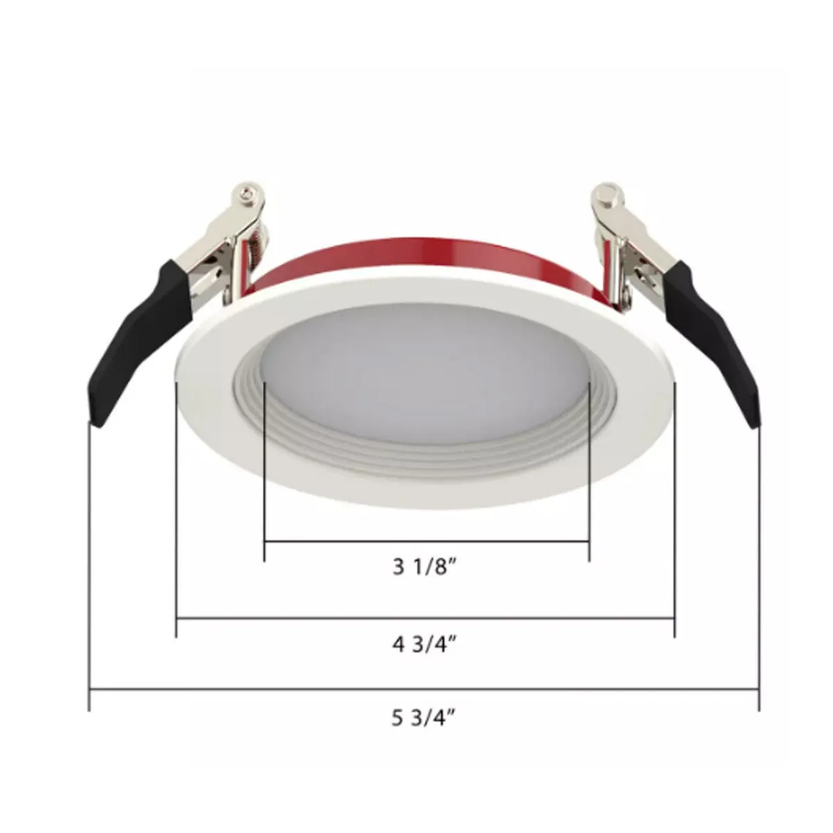 4" Edge-Lit Fire Resistant Wafer LED Recessed Light, 1000 Lumens, Selectable CCT, Baffle Trim