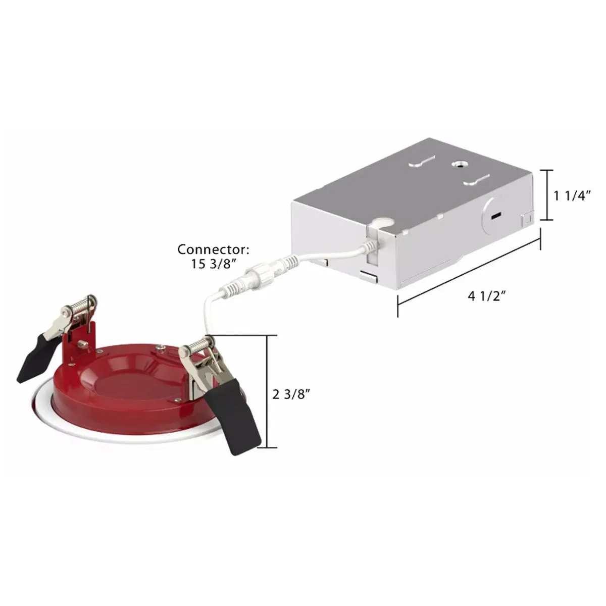 4" Edge-Lit Fire Resistant Wafer LED Recessed Light, 1000 Lumens, Selectable CCT, Baffle Trim