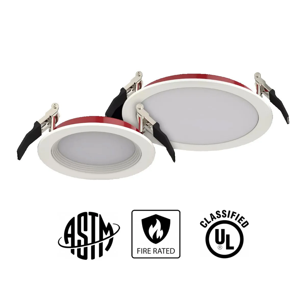 4" Edge-Lit Fire Resistant Wafer LED Recessed Light, 1000 Lumens, Selectable CCT, Baffle Trim