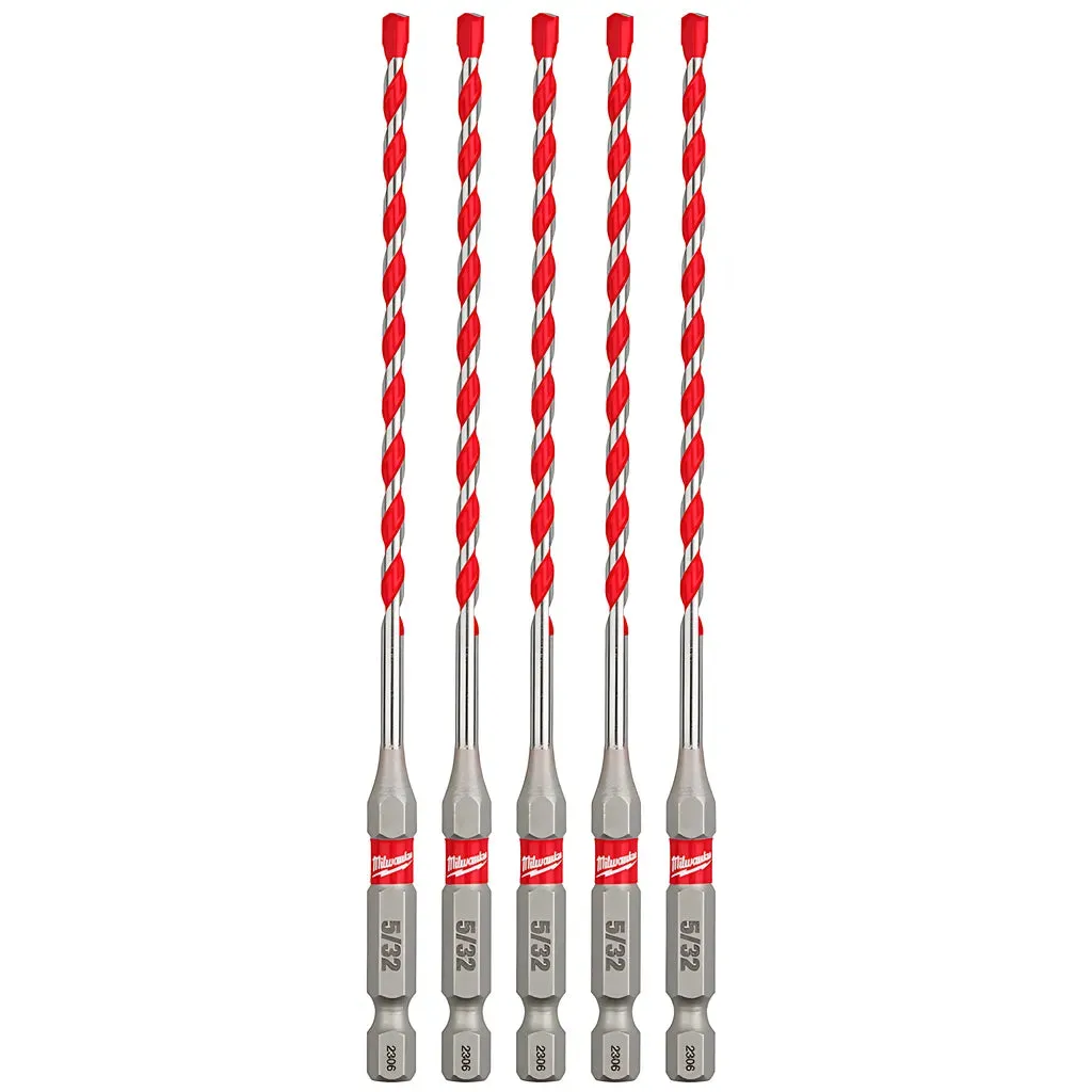 5/32" x 4" x 6" SHOCKWAVE Impact Duty™ Carbide Hammer Drill Bits - 5 PK