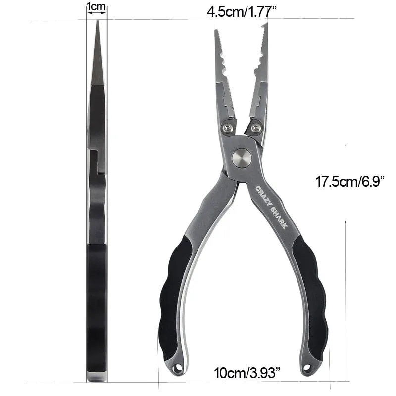 7in Aluminum Fishing Pliers Split Ring Cutter Carp Crimping Lead Fish Holder Tackle Hook Remover Goods For Fishing