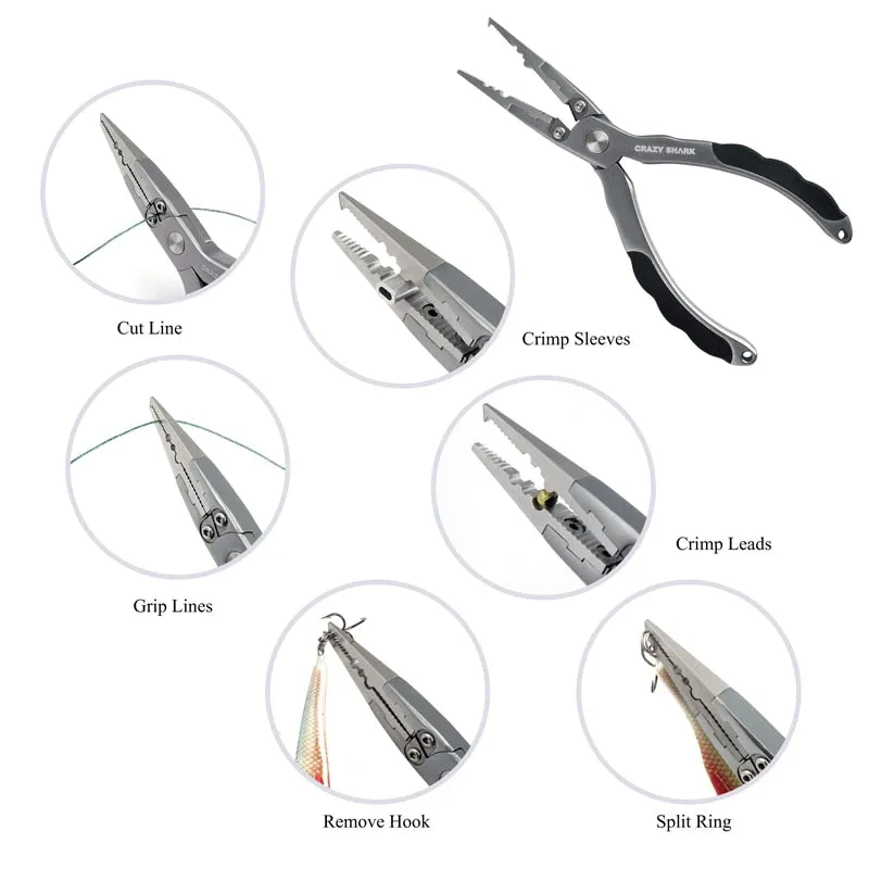 7in Aluminum Fishing Pliers Split Ring Cutter Carp Crimping Lead Fish Holder Tackle Hook Remover Goods For Fishing