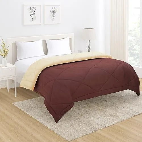 AC Comforter and Bedding Set for Double Bed, Chocolate Brown & Sand Brown