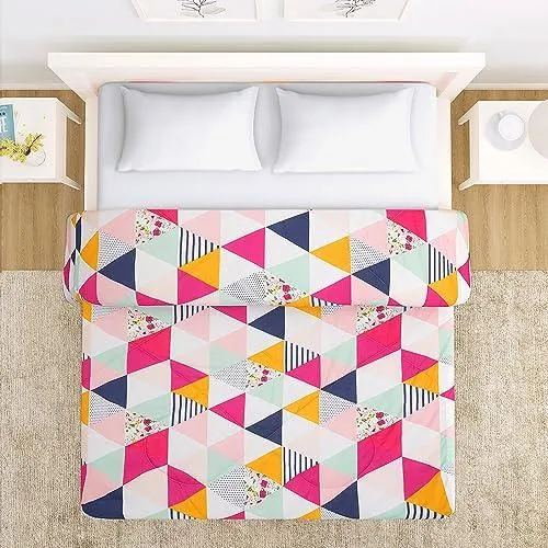 AC Comforter and Bedding Set for Double Bed, Multicolor Abstract Triangle