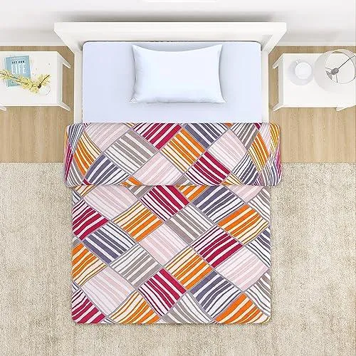 AC Comforter and Bedding Set for Single Bed, Multicolor Rhombus Stripes