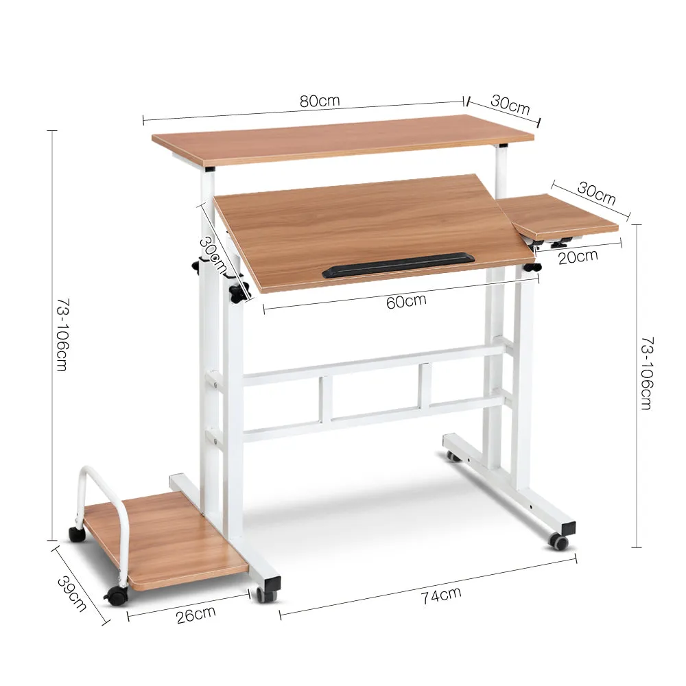 Adjustable Mobile Twin Laptop Desk, Light Wood, Artiss