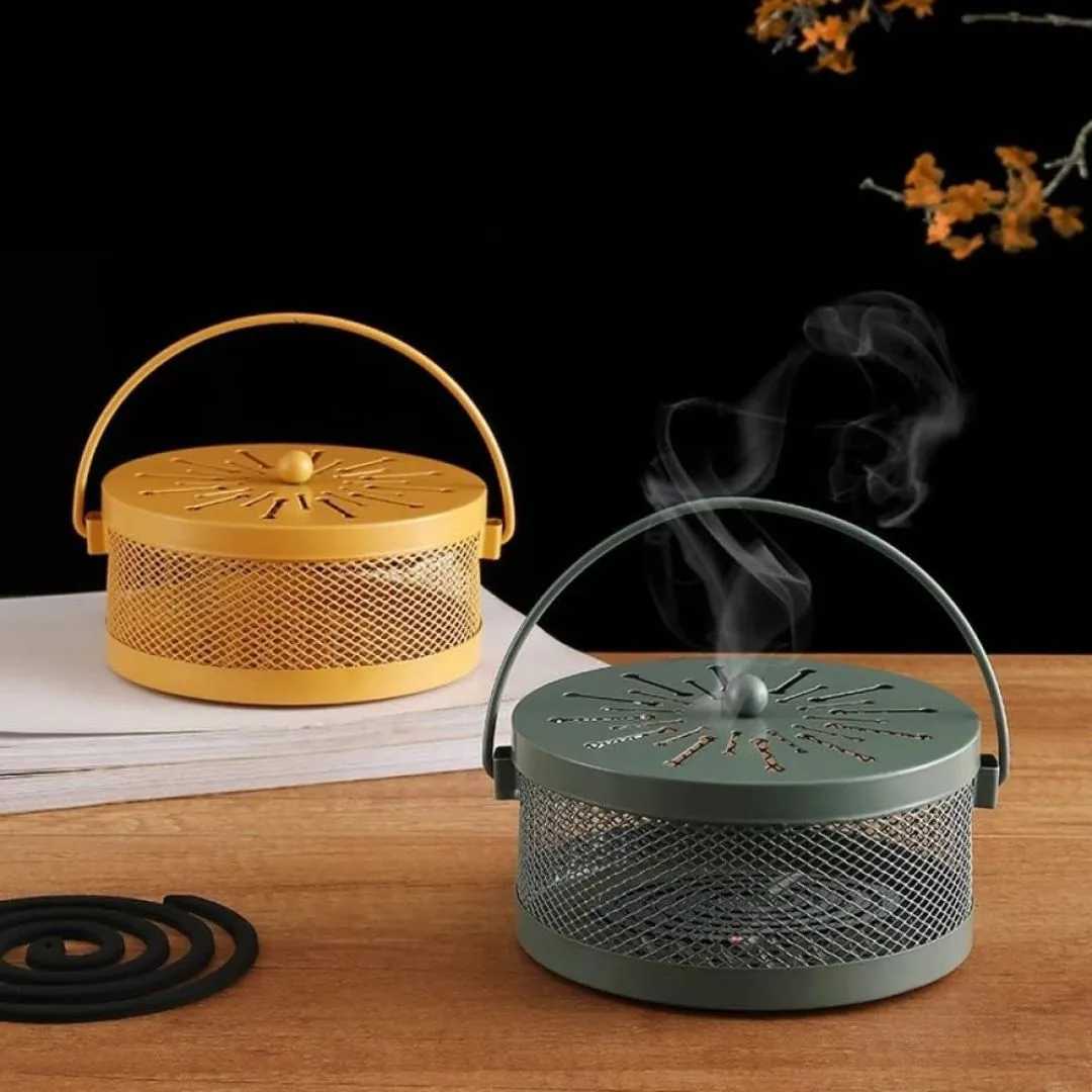 Aesthetic Mosquito Coil Holder | Metal Tray for Safe Coil Burning