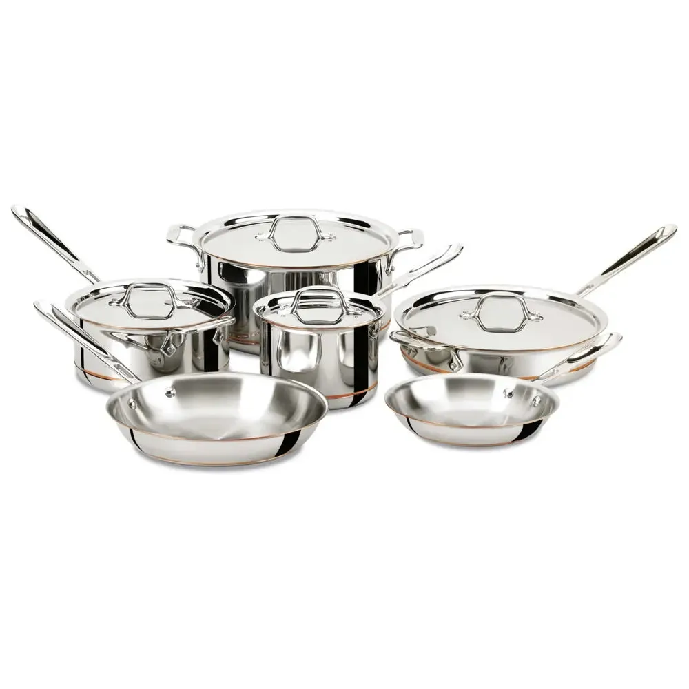 All-Clad 10 Piece 5 Ply Stainless Steel Cookware Set, Copper Core