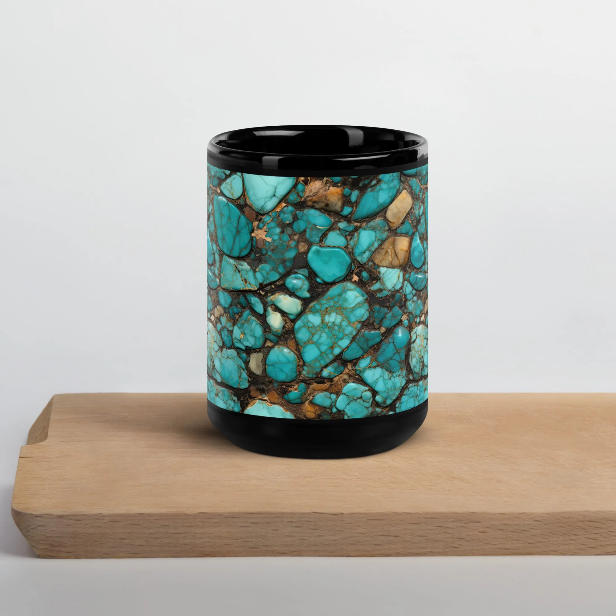 All Turquoise Black Glossy Mug