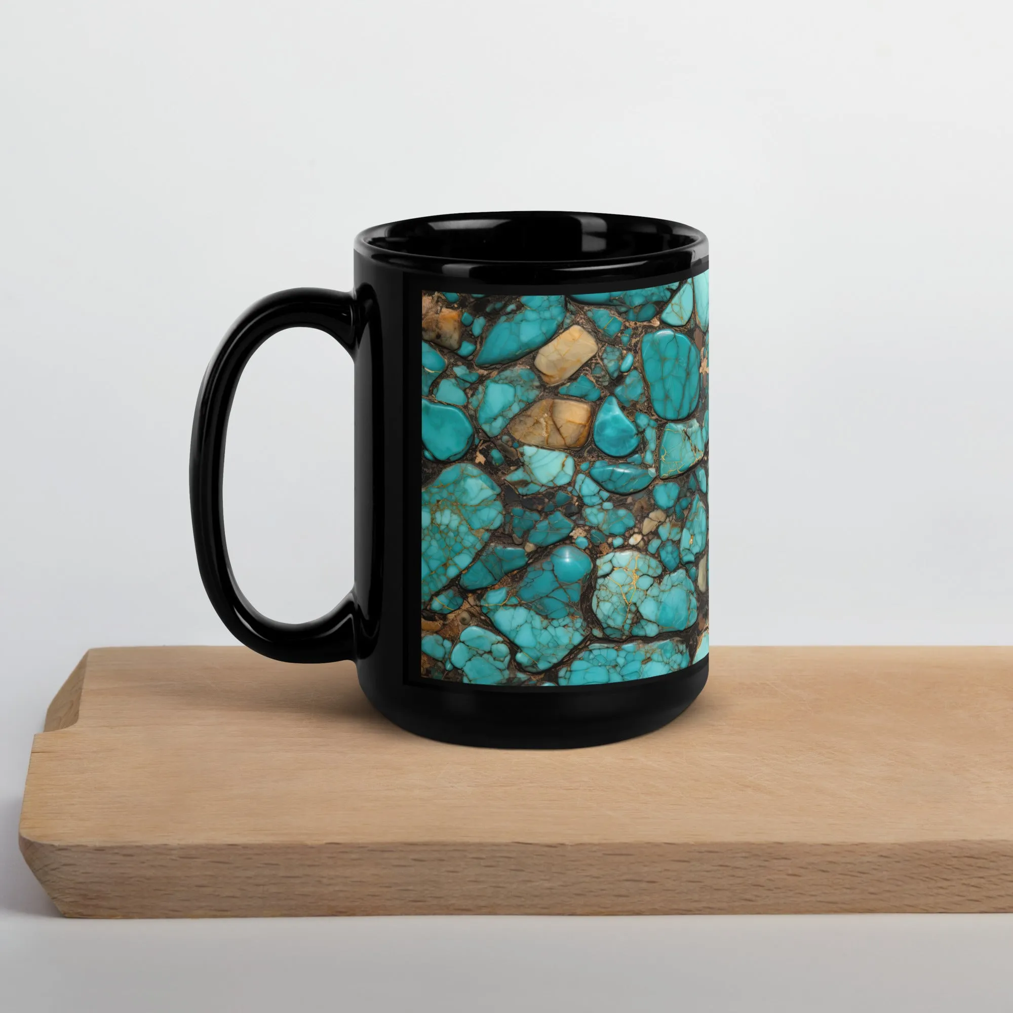 All Turquoise Black Glossy Mug