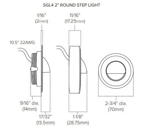 American Lighting SGL4 1-4W Round LED Step Light 12V DC