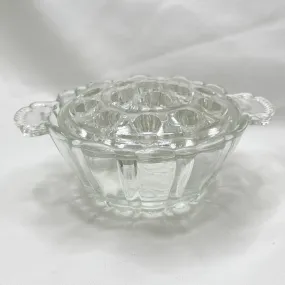 Anchor Hocking 16 Hole Glass Flower Frog & Bowl - 1930s