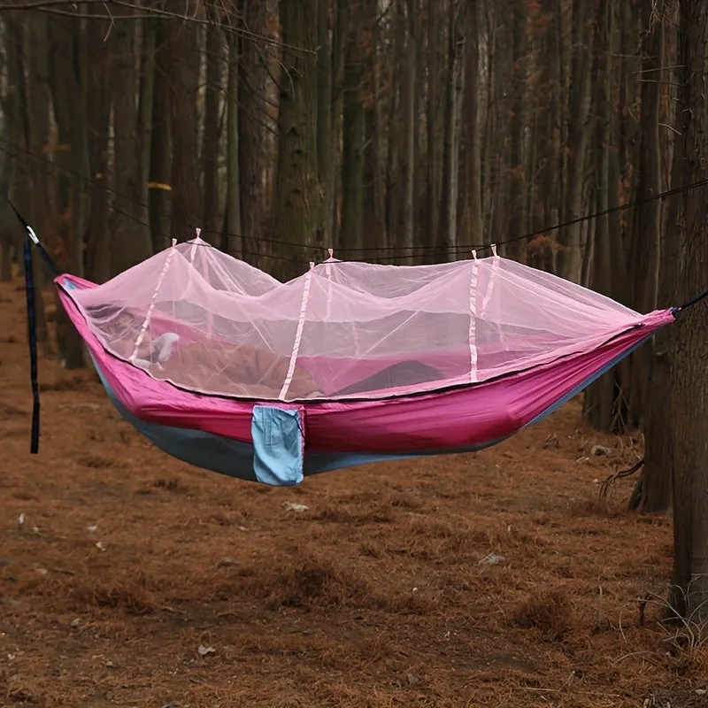 Anti-Rollover Double Hammock with Mosquito Net for Outdoor Camping and Home Use