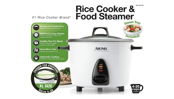 Aroma 6-20 Cup Rice Cooker Food Steamers Blowout -(NEW) - Ships Quick!