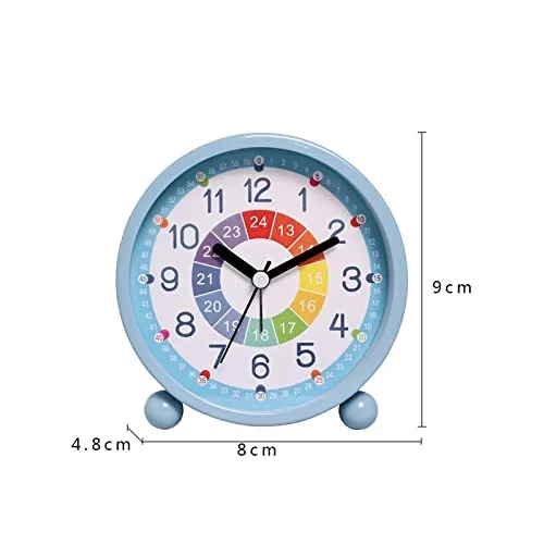 ATORSE® Table Clock with Night Light Non Ticking Silent for Nightstand Study Home Style F