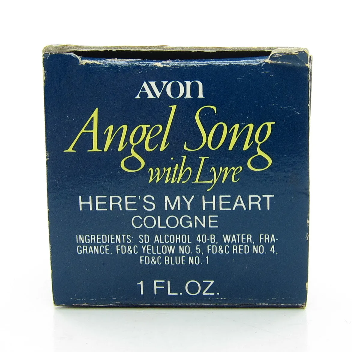 Avon Vintage Angel Song with Lyre Frosted Glass Here's My Heart Cologne Bottle