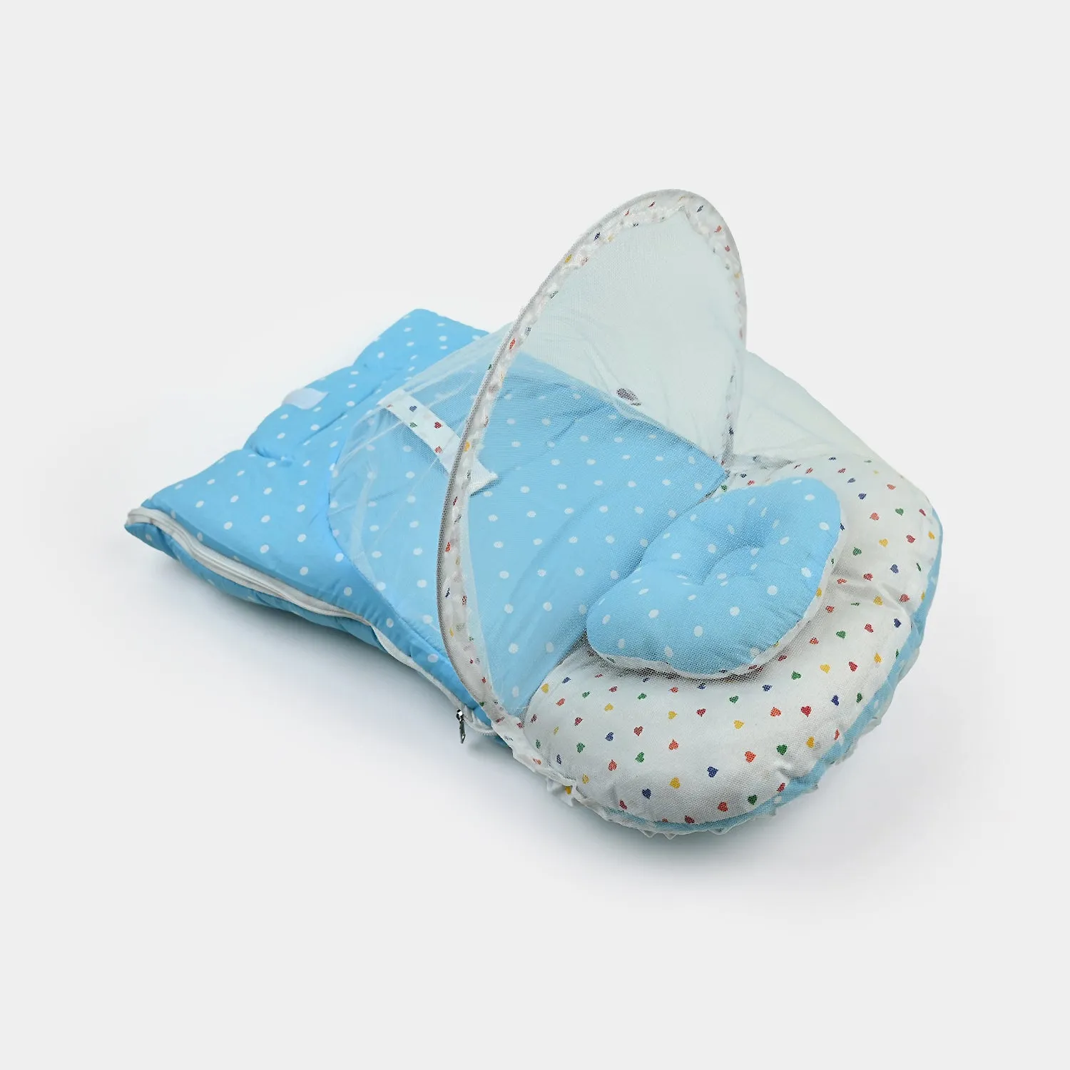 Baby Carry Nest With Net Polka Dot | Sky Blue