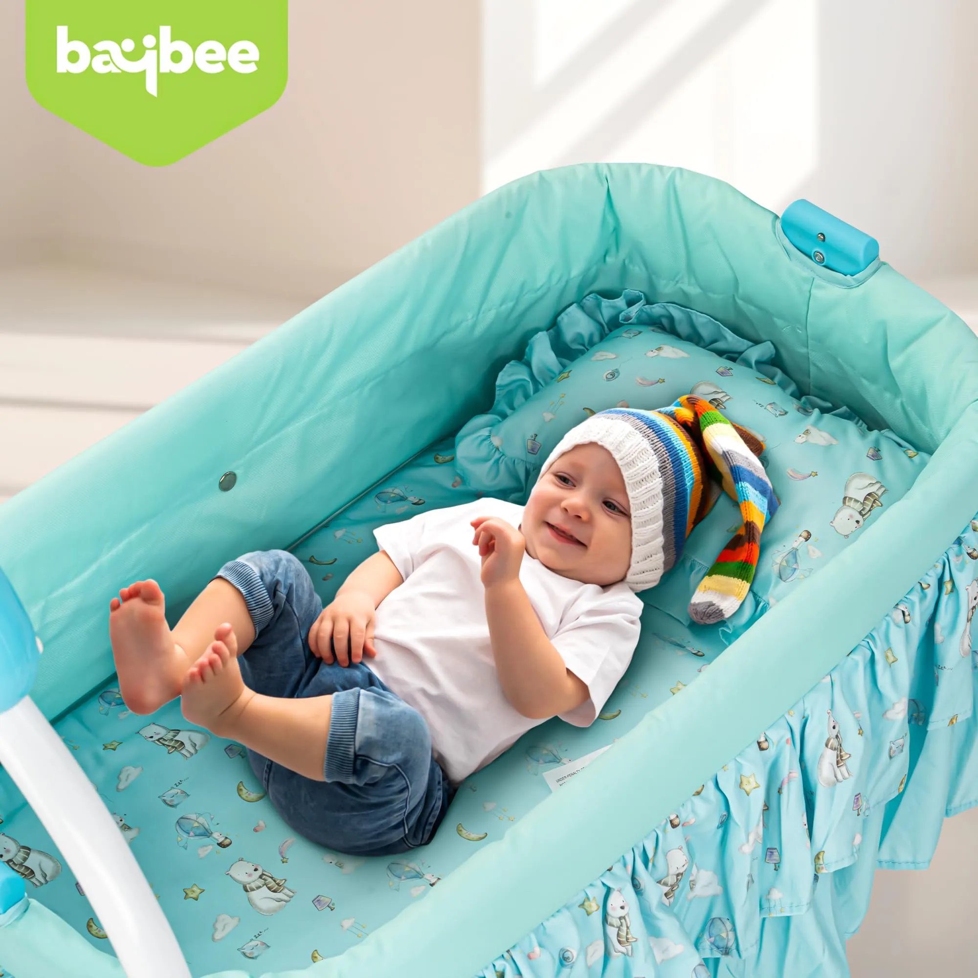 BAYBEE Bella Electric Swing Cradle for Baby, Automatic Baby Swings with 6 Speed Adjustment, Mosquito Net, Music & Remote | Cradle Jhula for Baby | Baby Swing for 0 to 12 Months Boy Girl