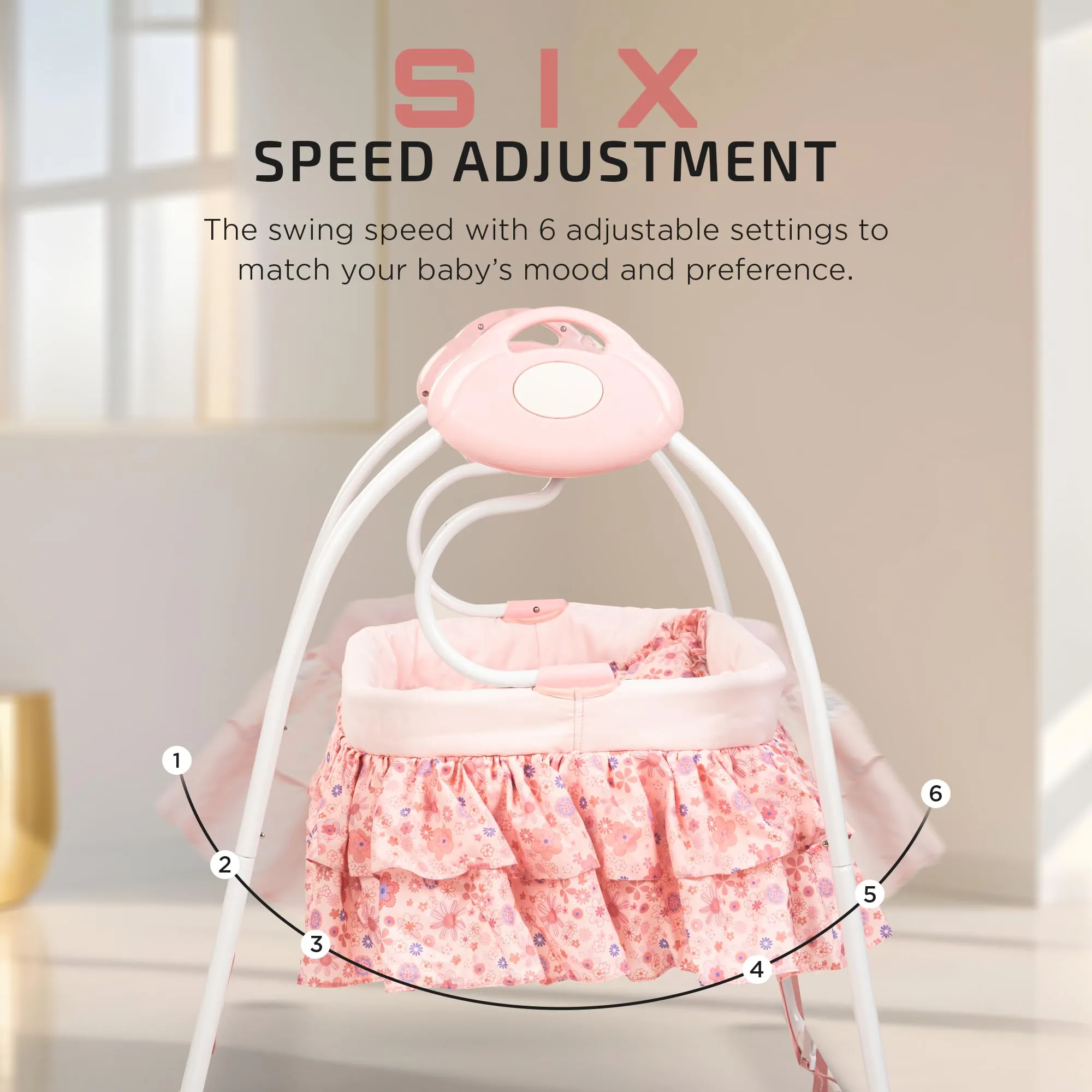 BAYBEE Bella Electric Swing Cradle for Baby, Automatic Baby Swings with 6 Speed Adjustment, Mosquito Net, Music & Remote | Cradle Jhula for Baby | Baby Swing for 0 to 12 Months Boy Girl