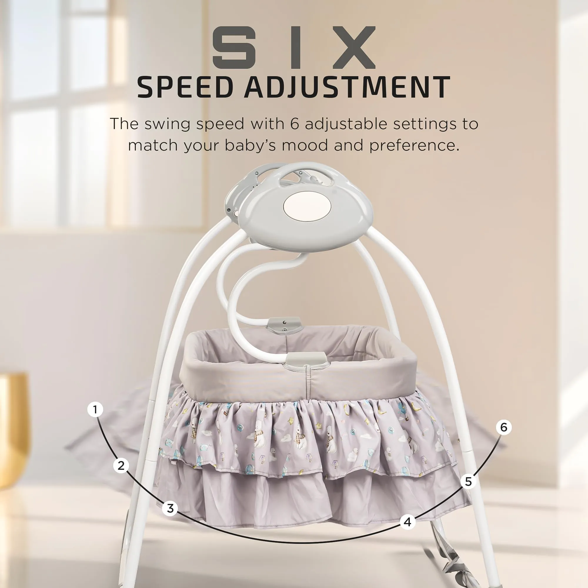 BAYBEE Bella Electric Swing Cradle for Baby, Automatic Baby Swings with 6 Speed Adjustment, Mosquito Net, Music & Remote | Cradle Jhula for Baby | Baby Swing for 0 to 12 Months Boy Girl