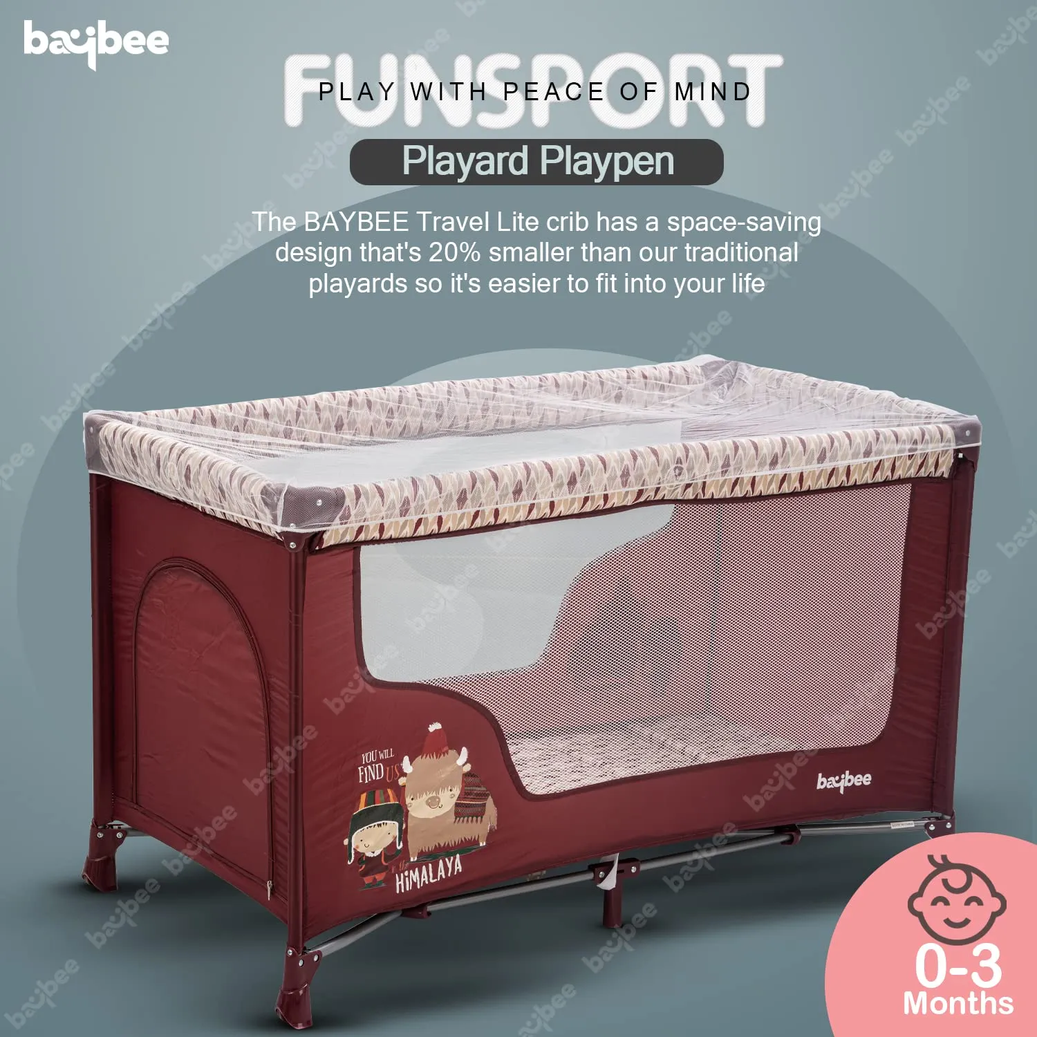 Baybee Funsport Baby Playpen Playard  Convertible Baby Crib with Mosquito Net for Babies