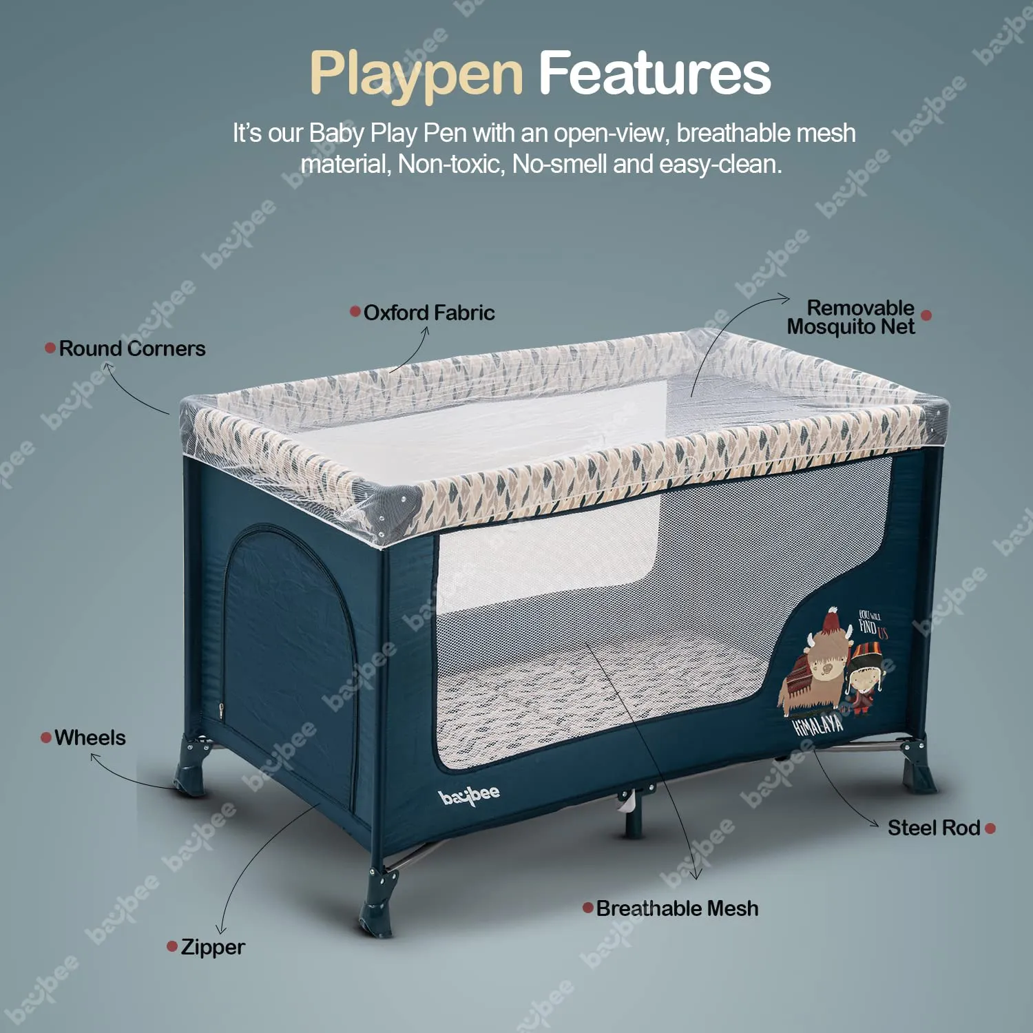 Baybee Funsport Baby Playpen Playard  Convertible Baby Crib with Mosquito Net for Babies