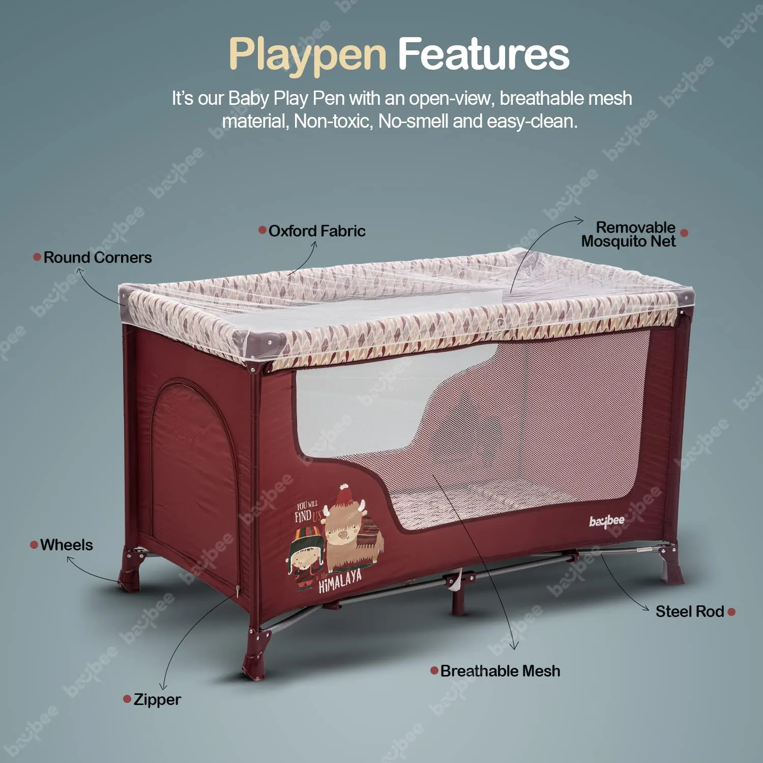 Baybee Funsport Baby Playpen Playard  Convertible Baby Crib with Mosquito Net for Babies