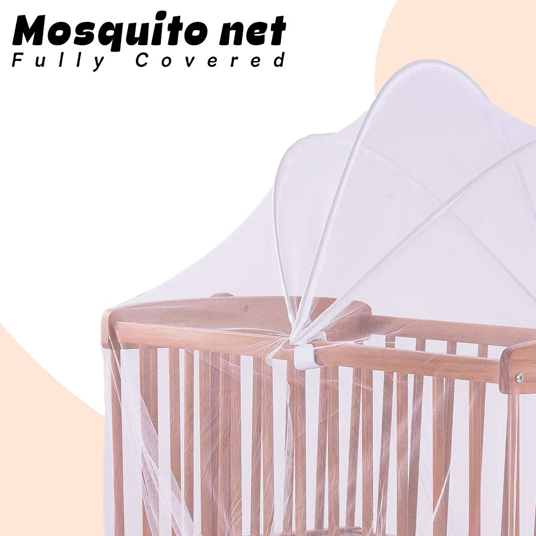 BAYBEE Medusa Cradle for Baby, Adjustable Height, Baby Cot, Mosquito Net & Mattress