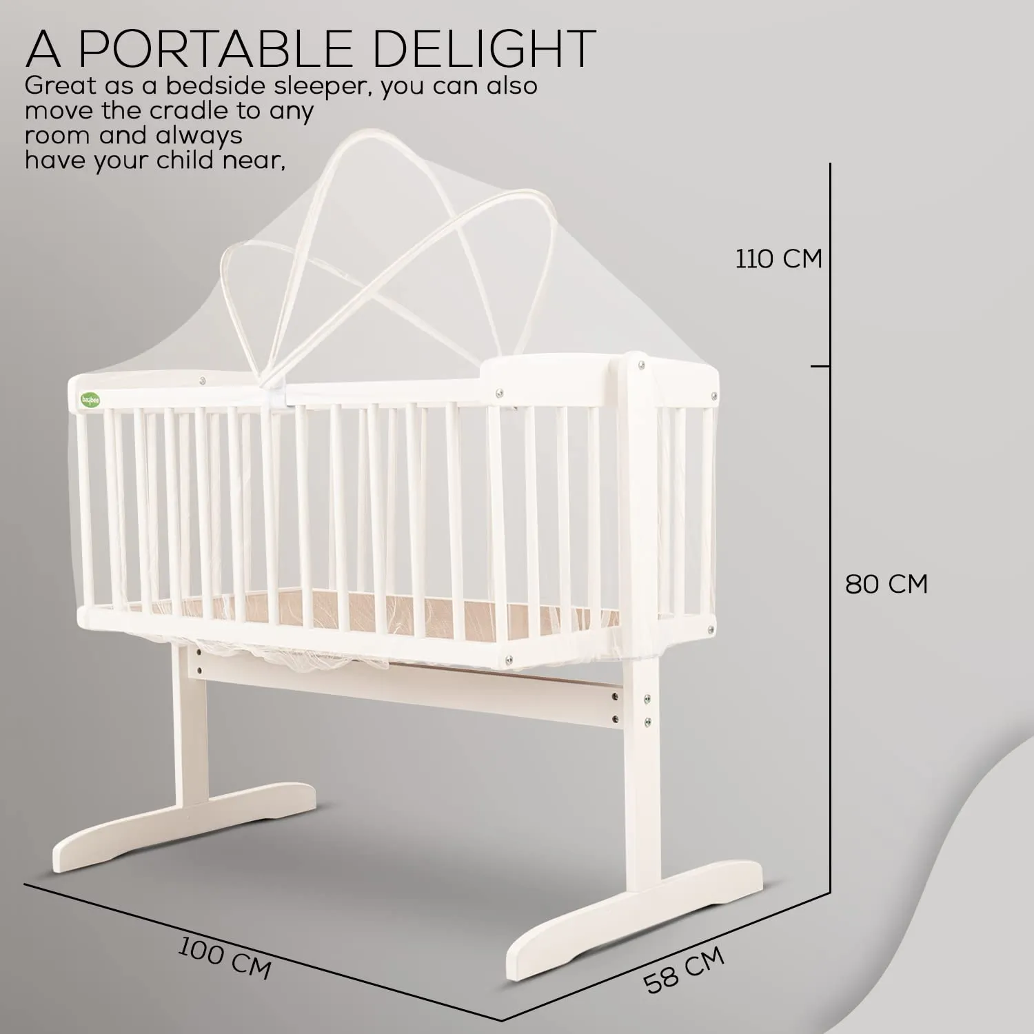 BAYBEE Medusa Cradle for Baby, Adjustable Height, Baby Cot, Mosquito Net & Mattress