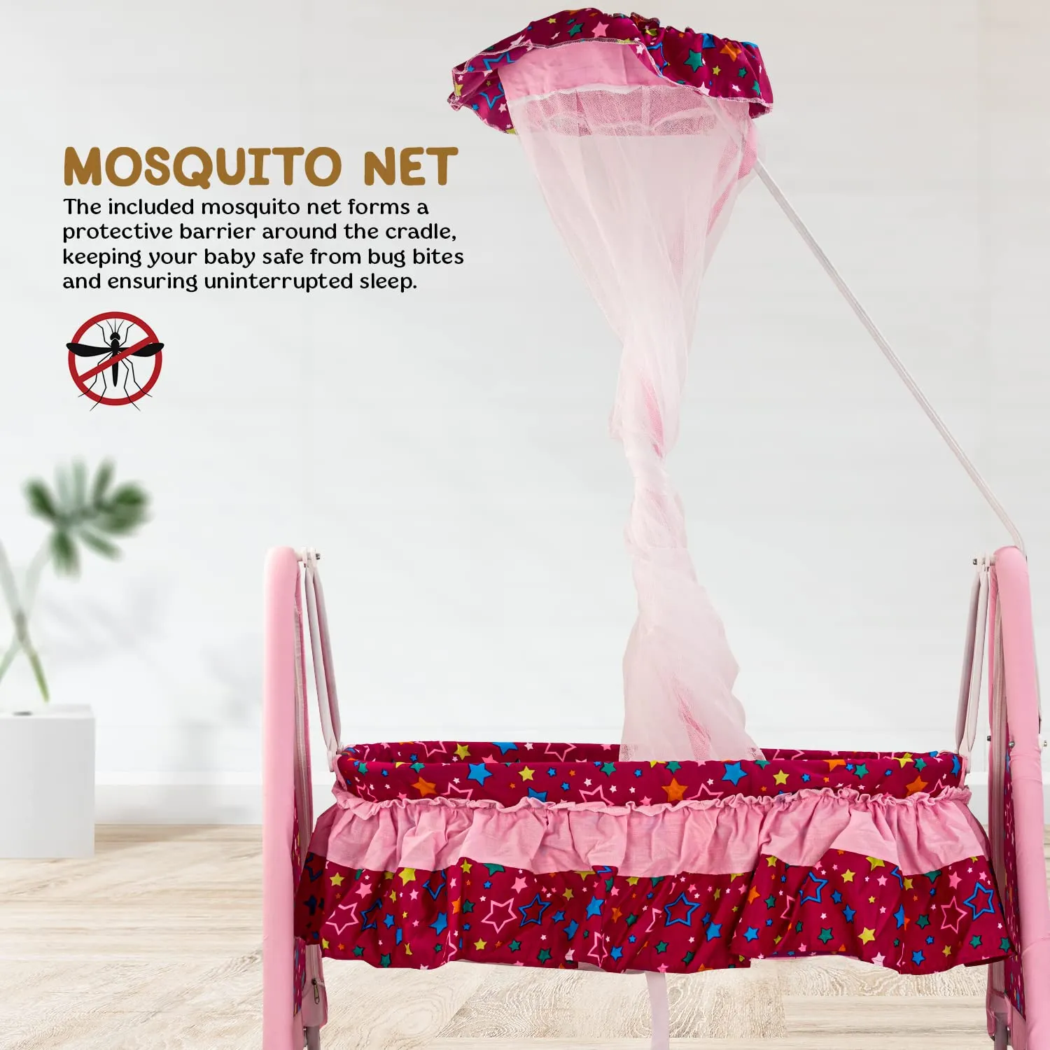 Baybee Wonderla Baby Swing Cradle for Baby with Mosquito Net, Storage & Wheels