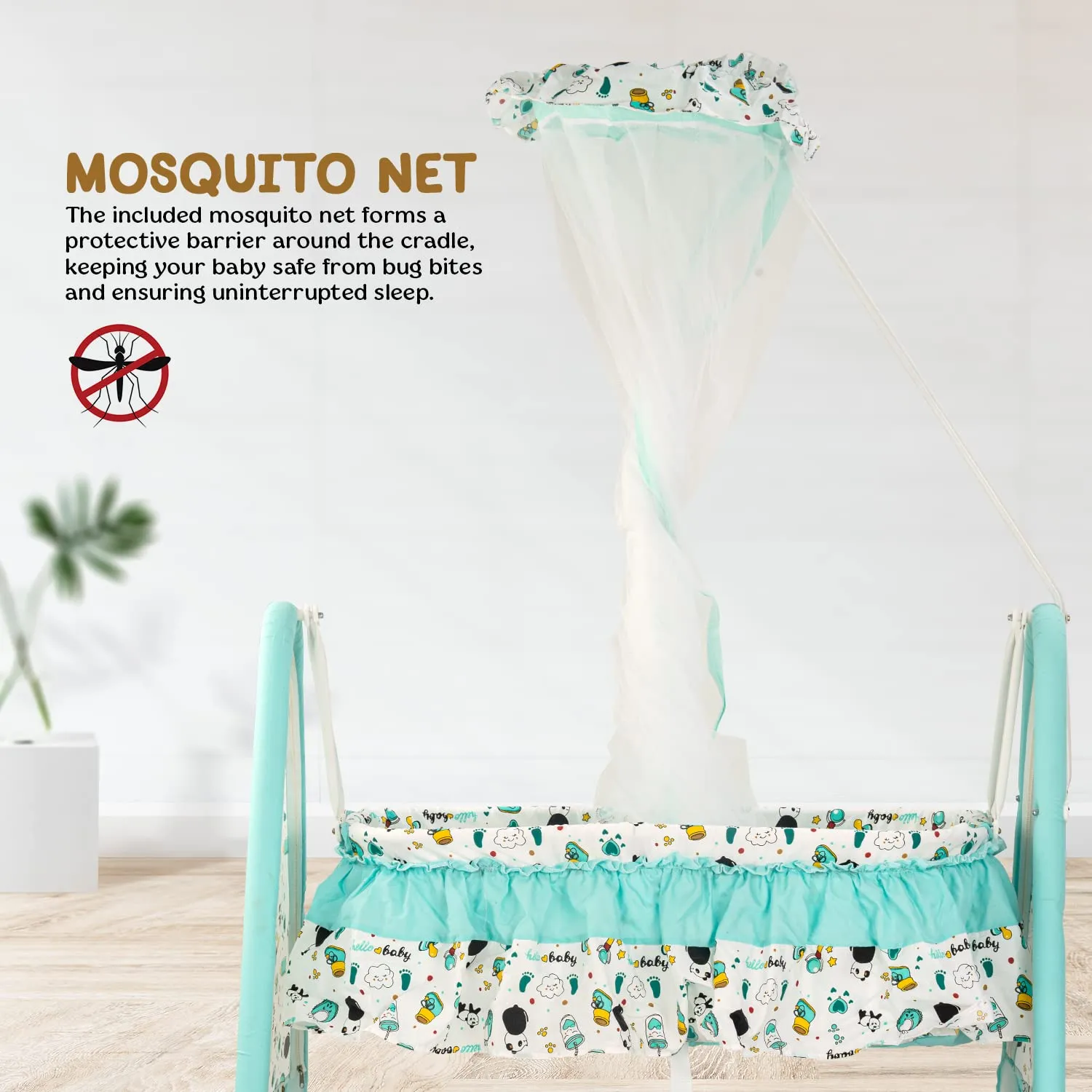 Baybee Wonderla Baby Swing Cradle for Baby with Mosquito Net, Storage & Wheels