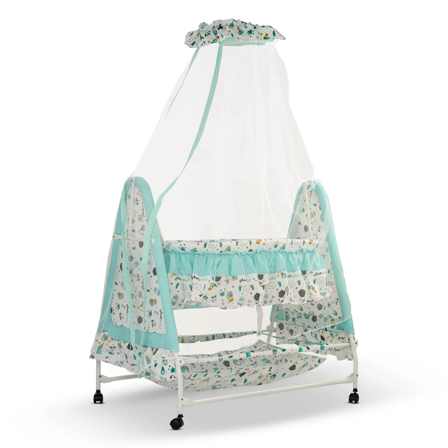 Baybee Wonderla Baby Swing Cradle for Baby with Mosquito Net, Storage & Wheels