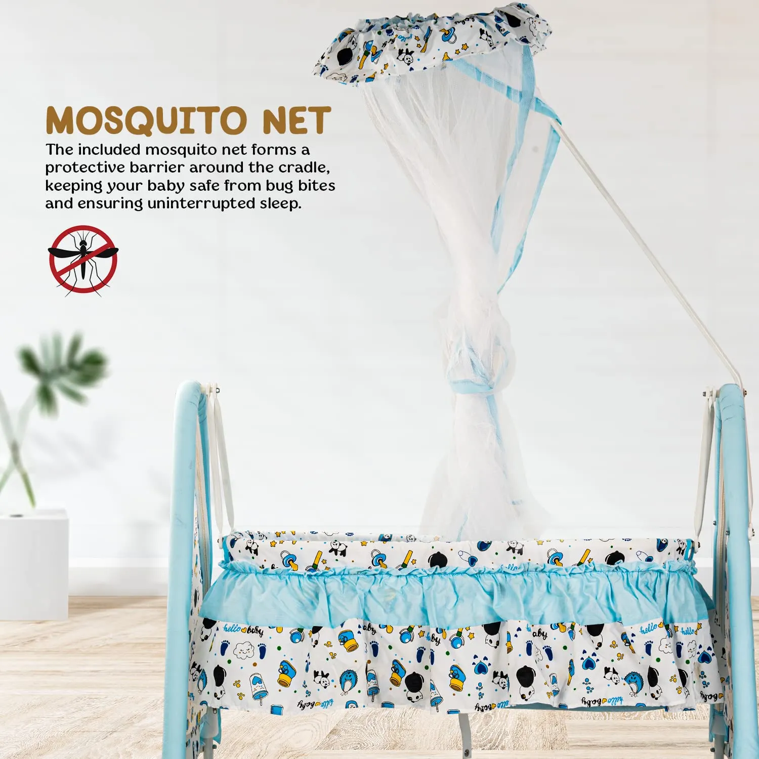 Baybee Wonderla Baby Swing Cradle for Baby with Mosquito Net, Storage & Wheels