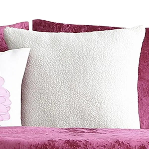 Benzara 5 Piece Velvet Full Size Comforter Set with Accent Pillows, Pink