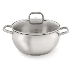 BergHOFF Belly Shape 18/10 Stainless Steel 9.5" Stock Pot with Glass Lid, 5.5qt.