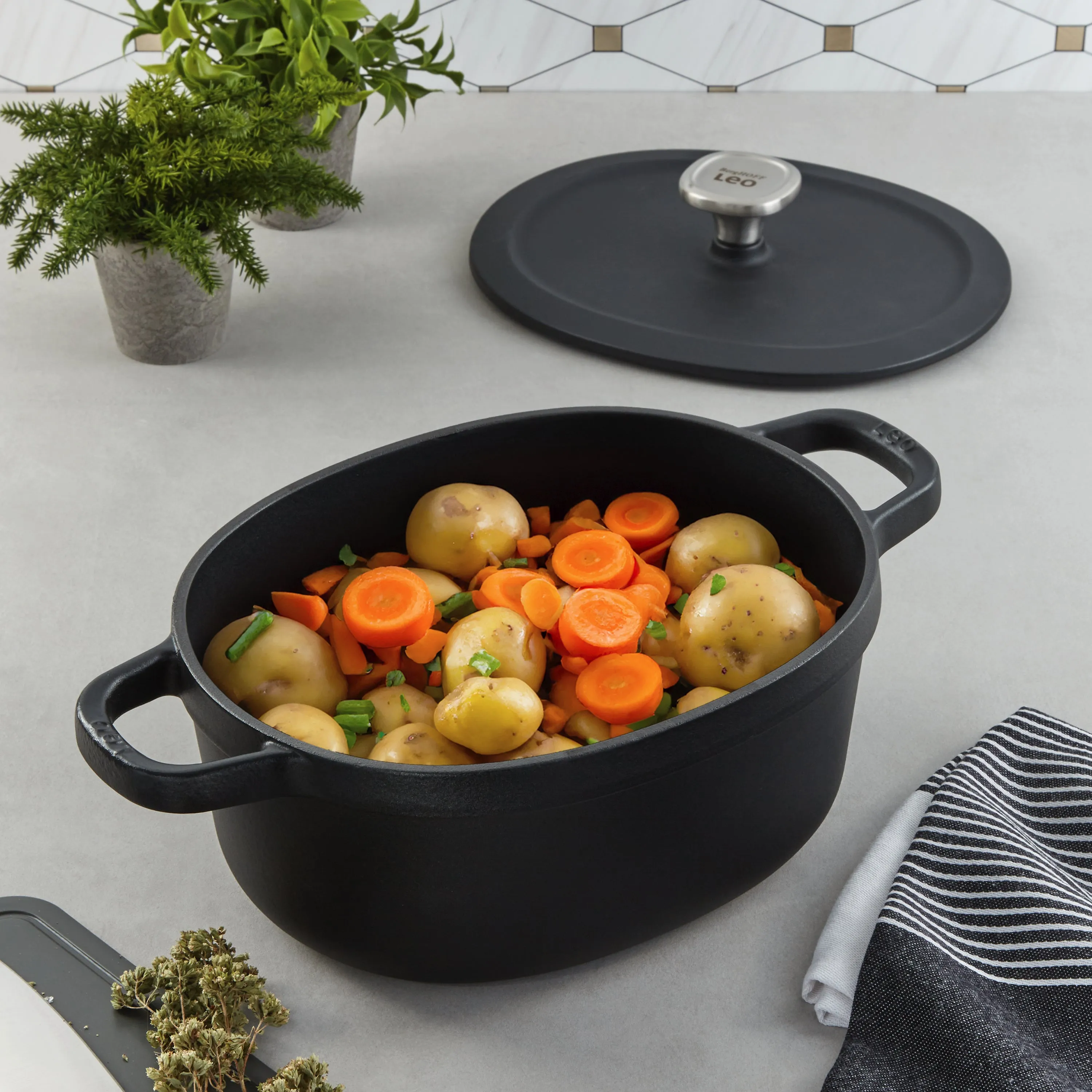 BergHOFF Leo Graphite 4pc Cast Iron Stockpot Set